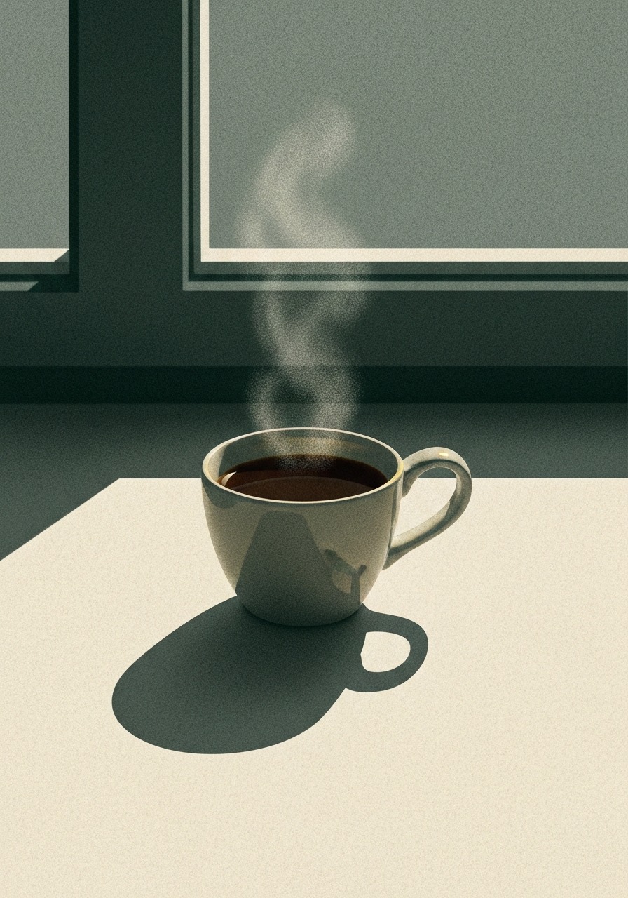 A slow morning pour, steam rising in low light